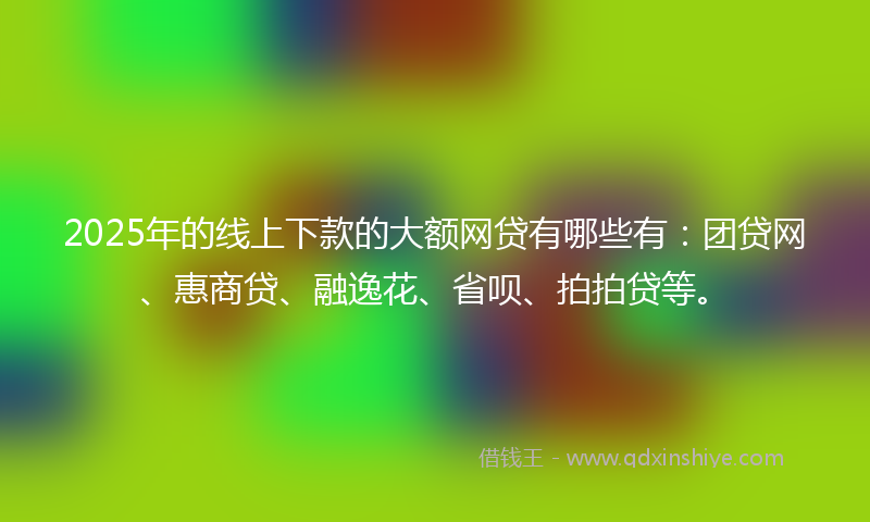 2025年的线上下款的大额网贷有哪些有：团贷网、惠商贷、融逸花、省呗、拍拍贷等。