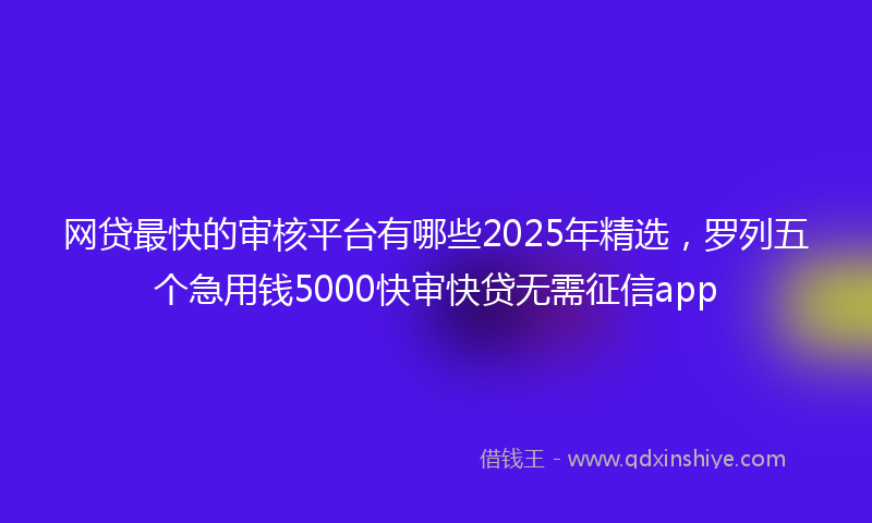 网贷最快的审核平台有哪些2025年精选，罗列五个急用钱5000快审快贷无需征信app