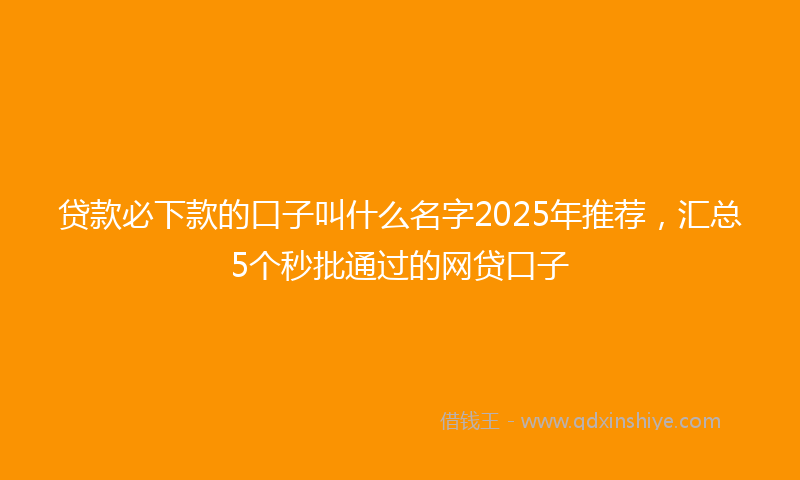 贷款必下款的口子叫什么名字2025年推荐，汇总5个秒批通过的网贷口子