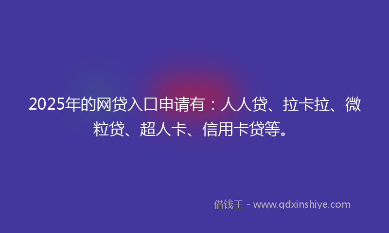 2025年的网贷入口申请有：人人贷、拉卡拉、微粒贷、超人卡、信用卡贷等。