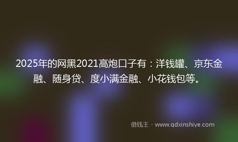 2025年的网黑2021高炮口子有：洋钱罐、京东金融、随身贷、度小满金融、小花钱包等。