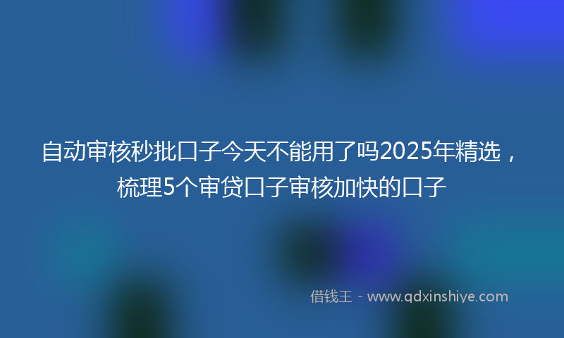 自动审核秒批口子今天不能用了吗2025年精选，梳理5个审贷口子审核加快的口子
