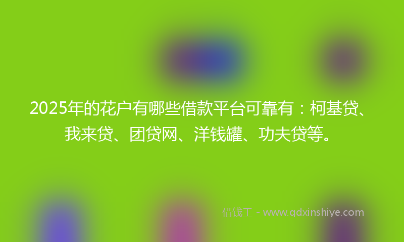 2025年的花户有哪些借款平台可靠有：柯基贷、我来贷、团贷网、洋钱罐、功夫贷等。