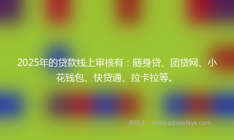 2025年的贷款线上审核有：随身贷、团贷网、小花钱包、快贷通、拉卡拉等。