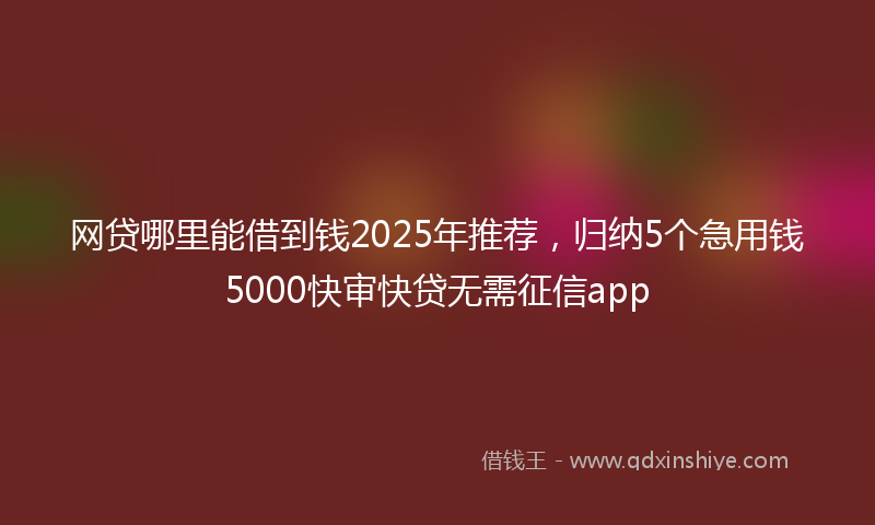 网贷哪里能借到钱2025年推荐，归纳5个急用钱5000快审快贷无需征信app