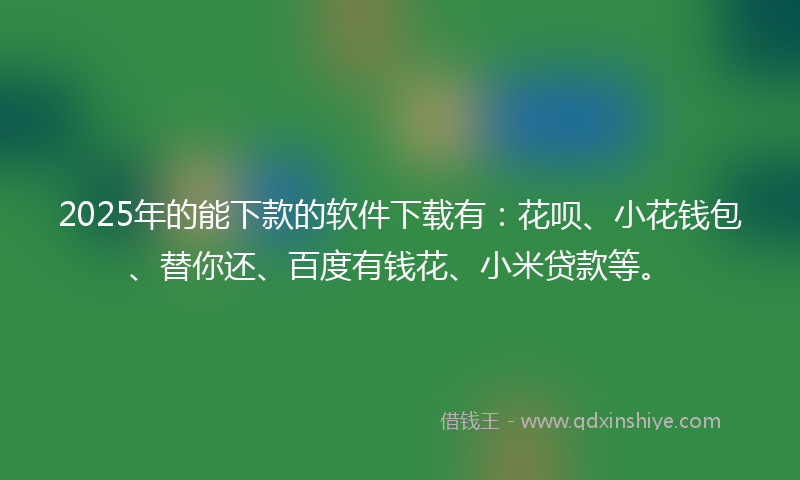 2025年的能下款的软件下载有：花呗、小花钱包、替你还、百度有钱花、小米贷款等。