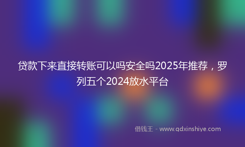 贷款下来直接转账可以吗安全吗2025年推荐，罗列五个2024放水平台