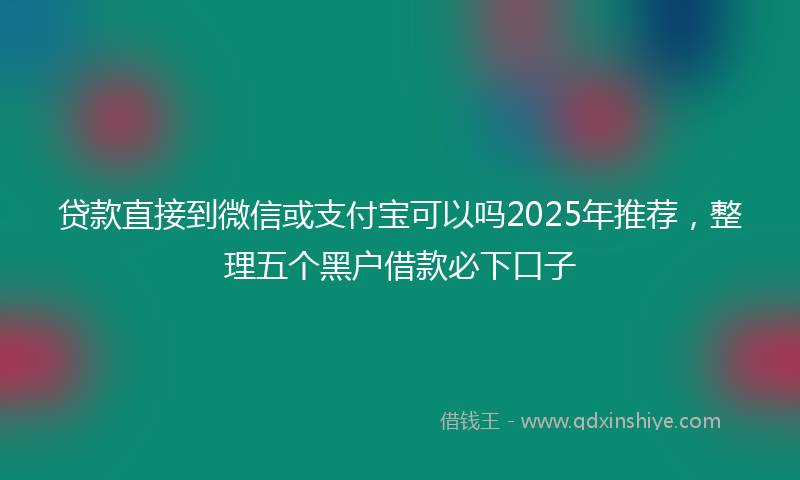 贷款直接到微信或支付宝可以吗2025年推荐，整理五个黑户借款必下口子