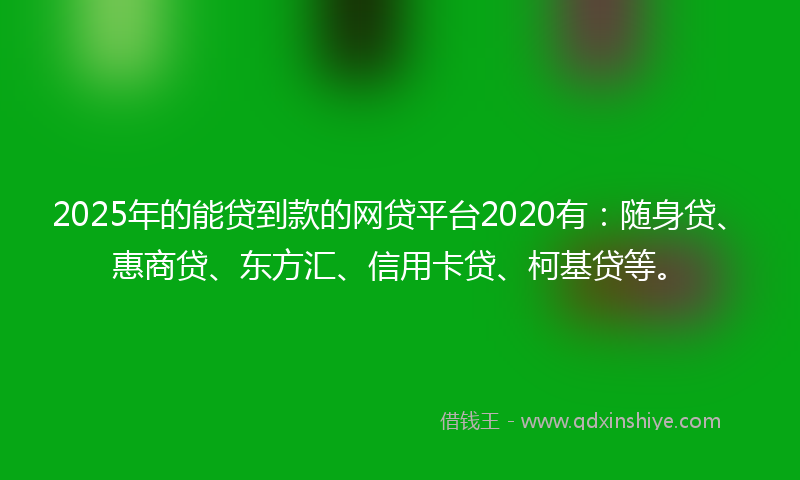 2025年的能贷到款的网贷平台2020有：随身贷、惠商贷、东方汇、信用卡贷、柯基贷等。