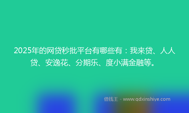 2025年的网贷秒批平台有哪些有：我来贷、人人贷、安逸花、分期乐、度小满金融等。