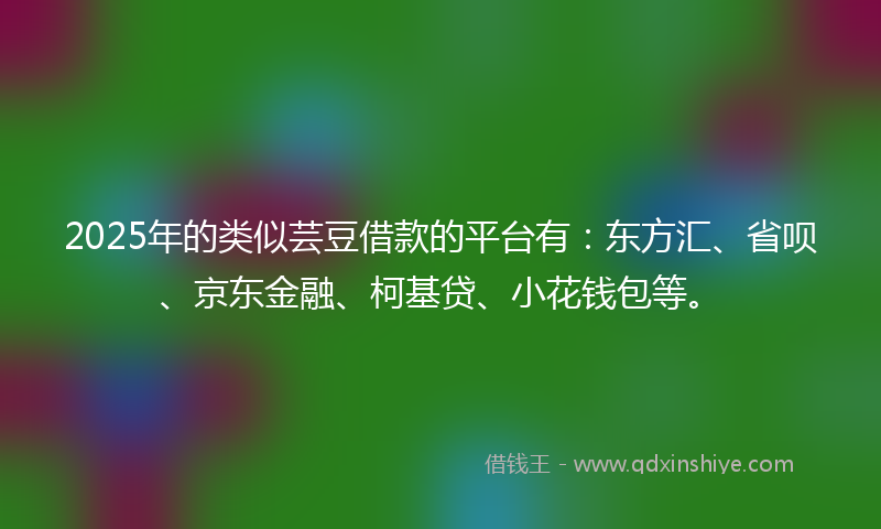 2025年的类似芸豆借款的平台有：东方汇、省呗、京东金融、柯基贷、小花钱包等。