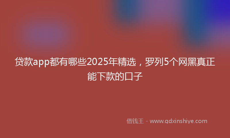 贷款app都有哪些2025年精选，罗列5个网黑真正能下款的口子