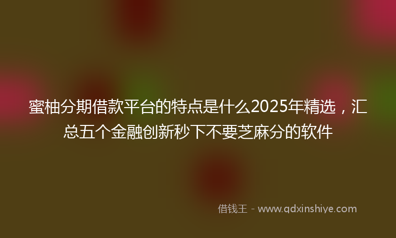 蜜柚分期借款平台的特点是什么2025年精选，汇总五个金融创新秒下不要芝麻分的软件