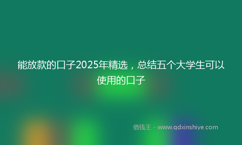 能放款的口子2025年精选，总结五个大学生可以使用的口子