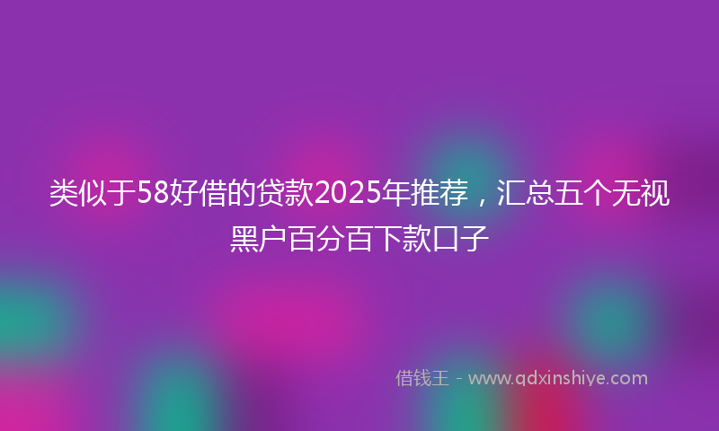 类似于58好借的贷款2025年推荐，汇总五个无视黑户百分百下款口子