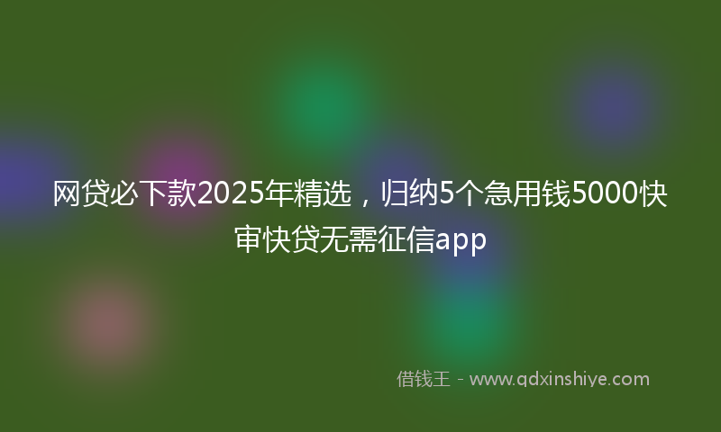 网贷必下款2025年精选，归纳5个急用钱5000快审快贷无需征信app
