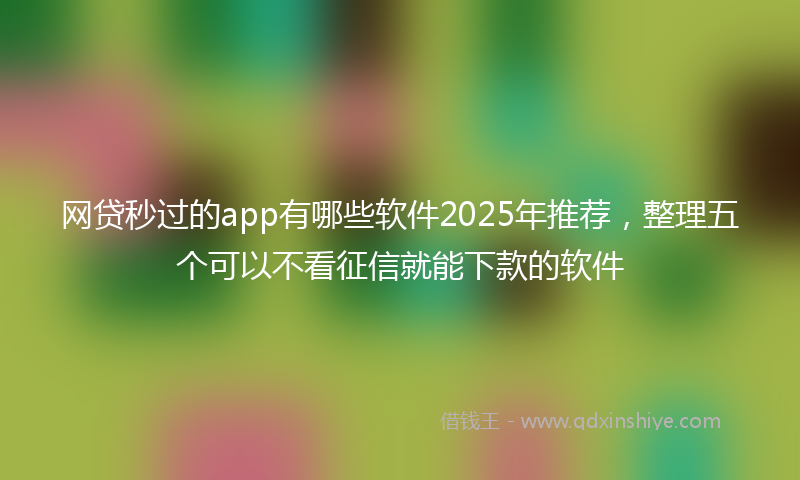 网贷秒过的app有哪些软件2025年推荐，整理五个可以不看征信就能下款的软件