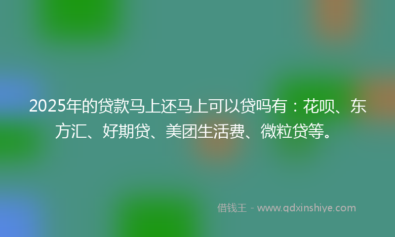 2025年的贷款马上还马上可以贷吗有：花呗、东方汇、好期贷、美团生活费、微粒贷等。
