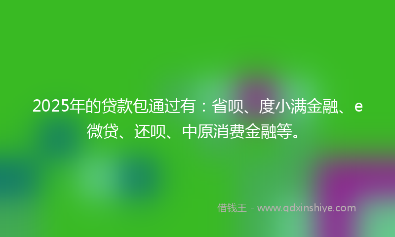 2025年的贷款包通过有：省呗、度小满金融、e微贷、还呗、中原消费金融等。