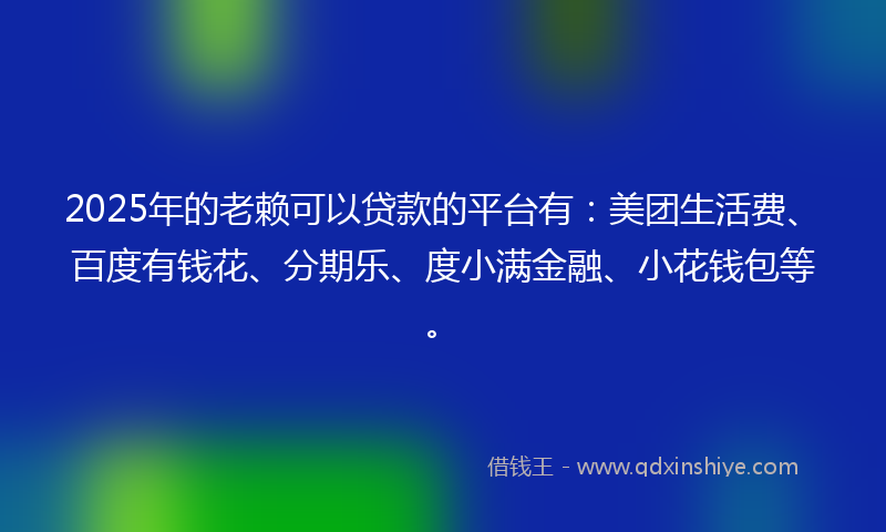 2025年的老赖可以贷款的平台有：美团生活费、百度有钱花、分期乐、度小满金融、小花钱包等。