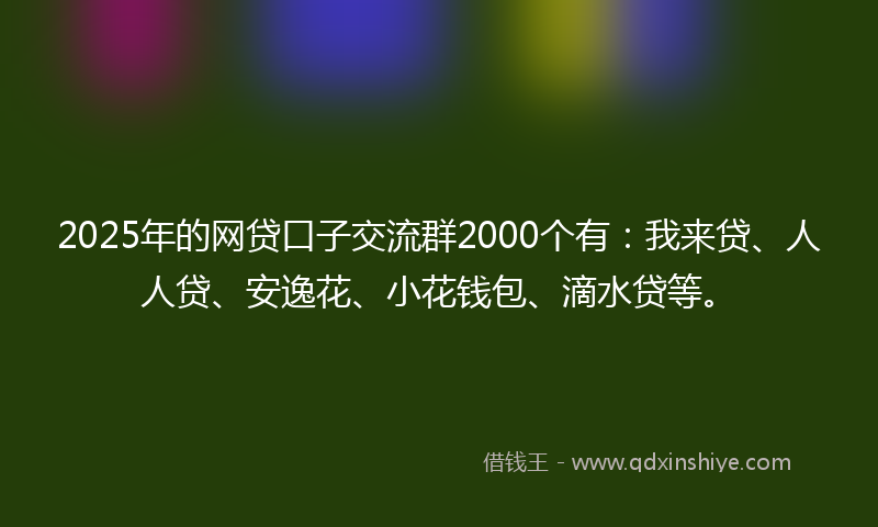 2025年的网贷口子交流群2000个有：我来贷、人人贷、安逸花、小花钱包、滴水贷等。