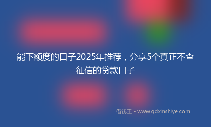 能下额度的口子2025年推荐，分享5个真正不查征信的贷款口子
