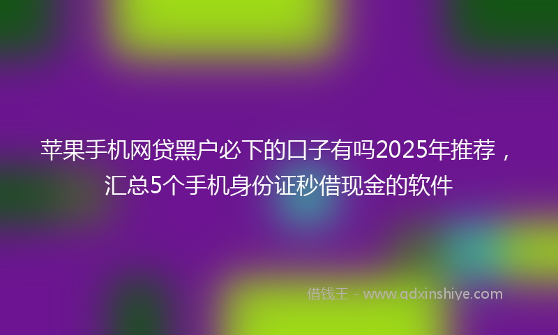苹果手机网贷黑户必下的口子有吗2025年推荐，汇总5个手机身份证秒借现金的软件