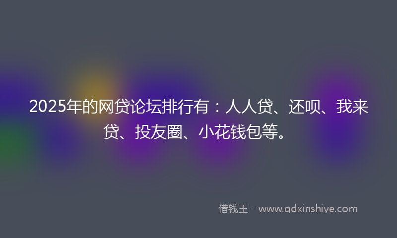2025年的网贷论坛排行有：人人贷、还呗、我来贷、投友圈、小花钱包等。