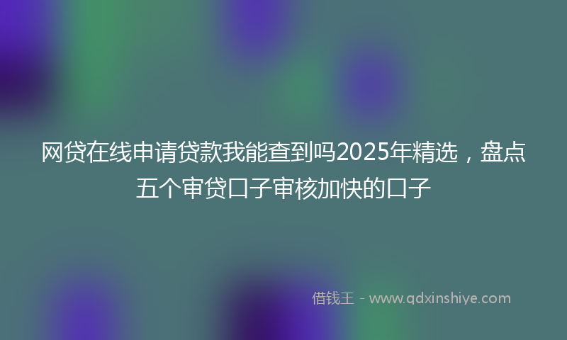 网贷在线申请贷款我能查到吗2025年精选，盘点五个审贷口子审核加快的口子