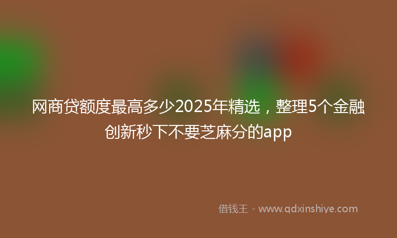 网商贷额度最高多少2025年精选，整理5个金融创新秒下不要芝麻分的app