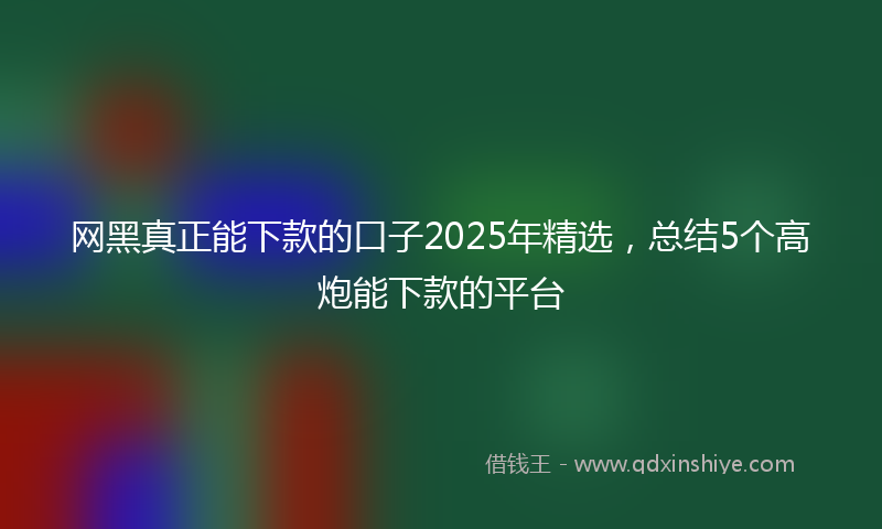 网黑真正能下款的口子2025年精选，总结5个高炮能下款的平台