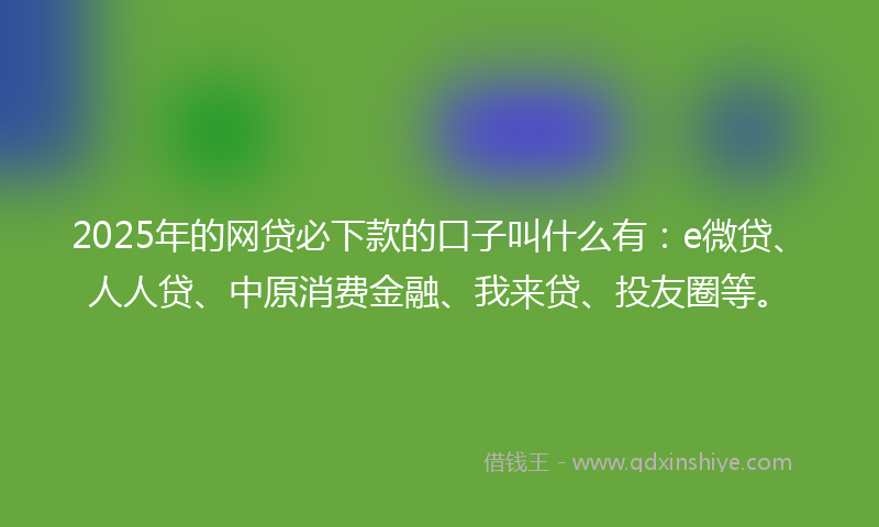 2025年的网贷必下款的口子叫什么有：e微贷、人人贷、中原消费金融、我来贷、投友圈等。