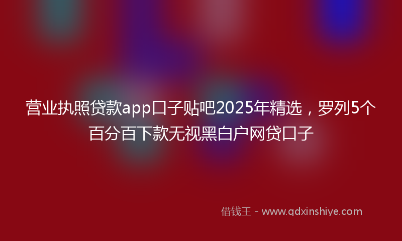 营业执照贷款app口子贴吧2025年精选，罗列5个百分百下款无视黑白户网贷口子