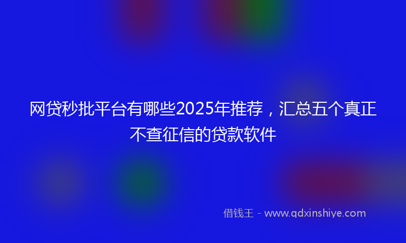 网贷秒批平台有哪些2025年推荐，汇总五个真正不查征信的贷款软件