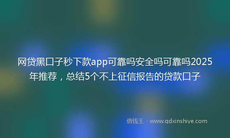 网贷黑口子秒下款app可靠吗安全吗可靠吗2025年推荐，总结5个不上征信报告的贷款口子