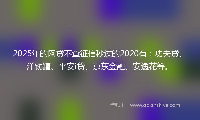2025年的网贷不查征信秒过的2020有：功夫贷、洋钱罐、平安i贷、京东金融、安逸花等。