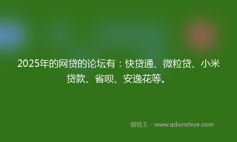 2025年的网贷的论坛有：快贷通、微粒贷、小米贷款、省呗、安逸花等。