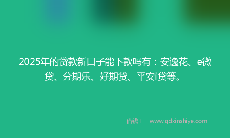 2025年的贷款新口子能下款吗有：安逸花、e微贷、分期乐、好期贷、平安i贷等。