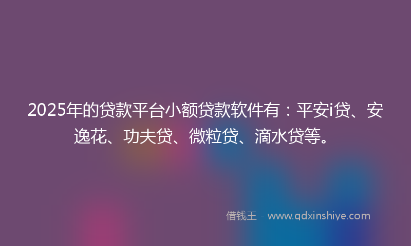 2025年的贷款平台小额贷款软件有：平安i贷、安逸花、功夫贷、微粒贷、滴水贷等。