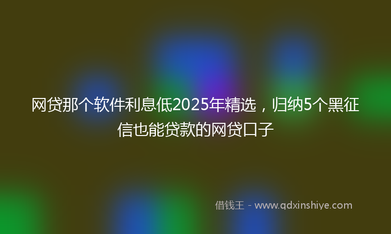 网贷那个软件利息低2025年精选，归纳5个黑征信也能贷款的网贷口子