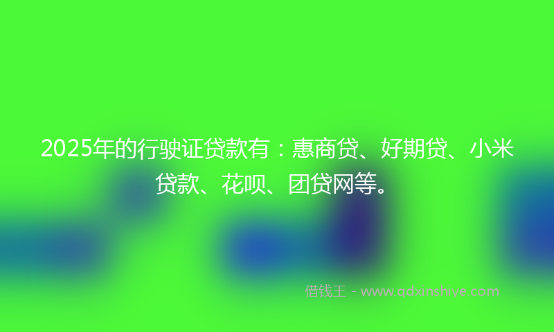 2025年的行驶证贷款有：惠商贷、好期贷、小米贷款、花呗、团贷网等。