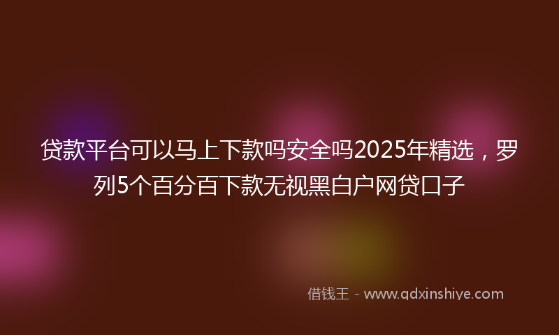 贷款平台可以马上下款吗安全吗2025年精选，罗列5个百分百下款无视黑白户网贷口子