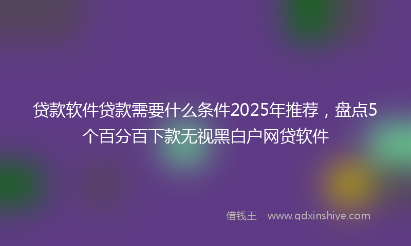贷款软件贷款需要什么条件2025年推荐，盘点5个百分百下款无视黑白户网贷软件