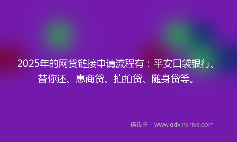 2025年的网贷链接申请流程有：平安口袋银行、替你还、惠商贷、拍拍贷、随身贷等。