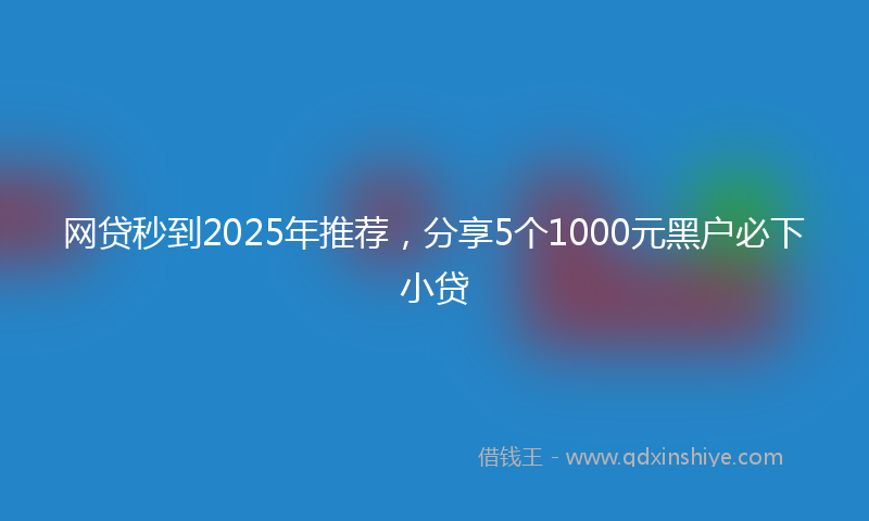 网贷秒到2025年推荐，分享5个1000元黑户必下小贷