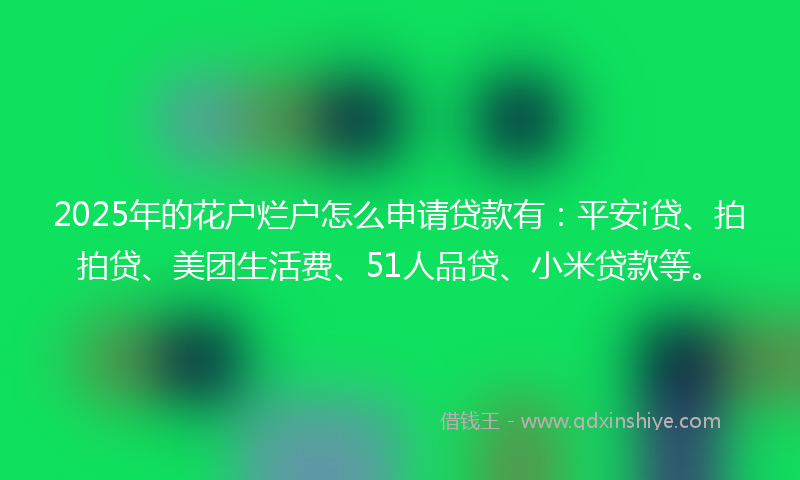 2025年的花户烂户怎么申请贷款有：平安i贷、拍拍贷、美团生活费、51人品贷、小米贷款等。