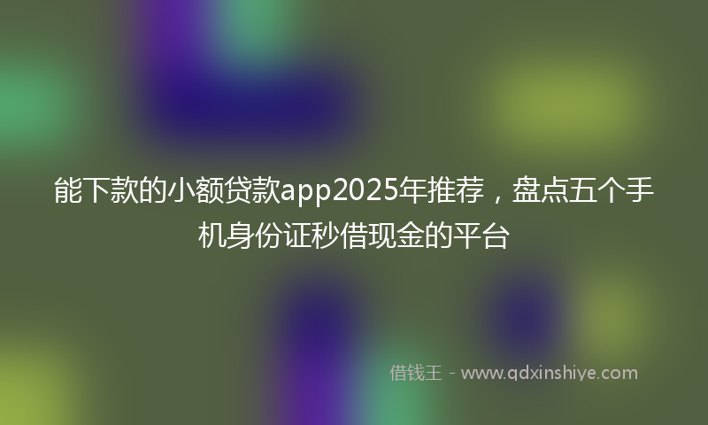 能下款的小额贷款app2025年推荐，盘点五个手机身份证秒借现金的平台