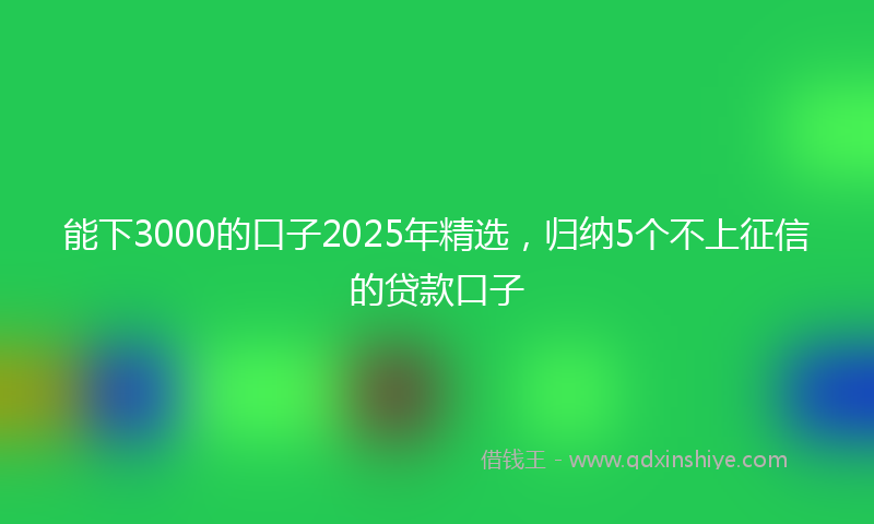 能下3000的口子2025年精选，归纳5个不上征信的贷款口子