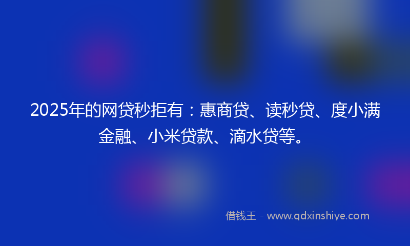 2025年的网贷秒拒有：惠商贷、读秒贷、度小满金融、小米贷款、滴水贷等。