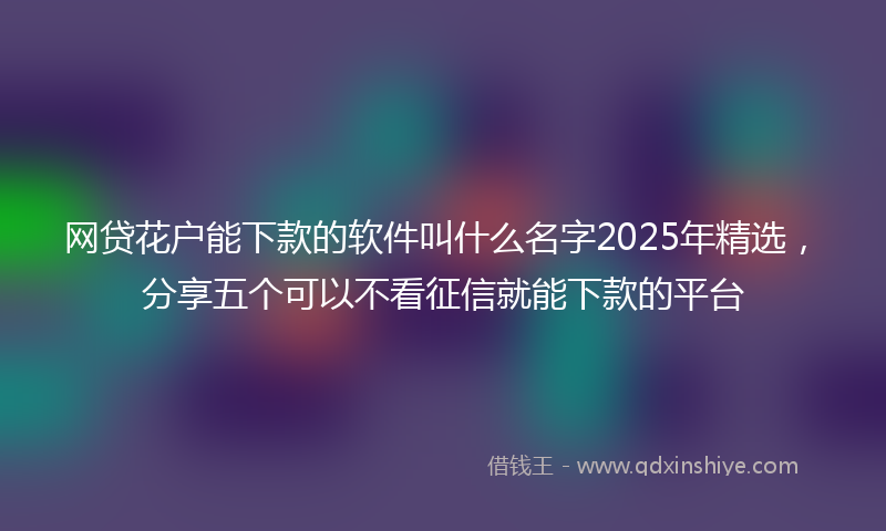 网贷花户能下款的软件叫什么名字2025年精选，分享五个可以不看征信就能下款的平台